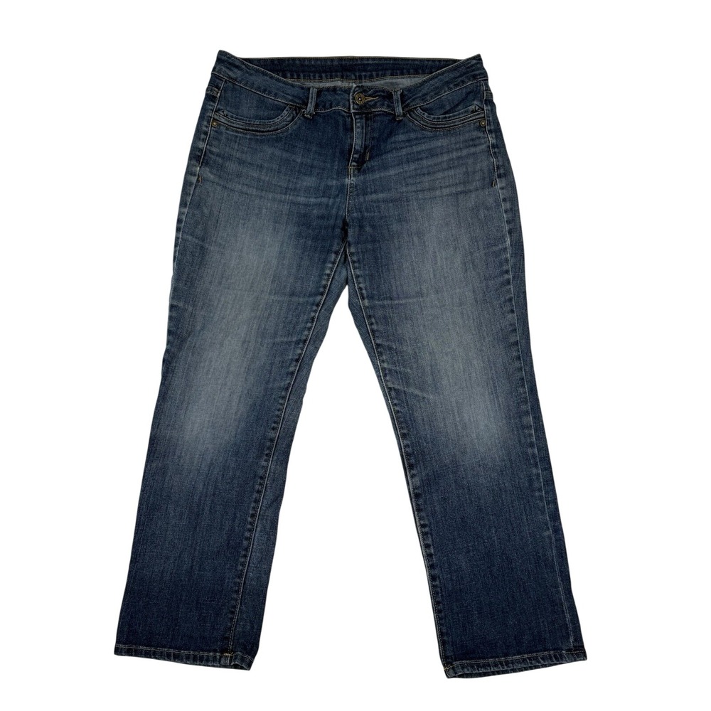 Simply Vera Vera Wang Medium Wash Straight Crop Jeans Flap Pocket Size Women 12